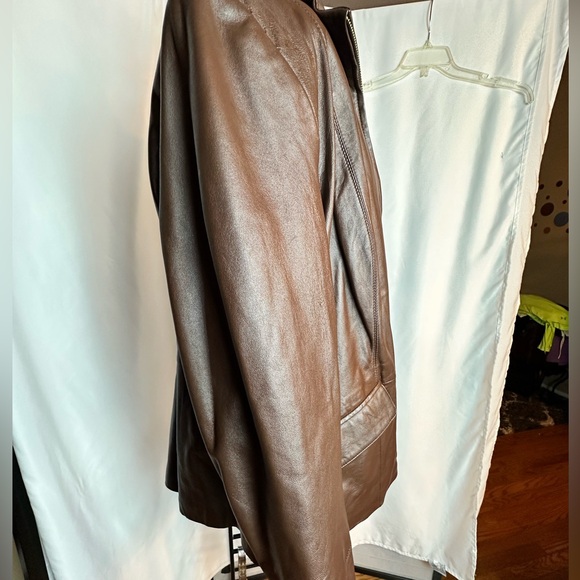 Genuine Leather Jacket in Deep Chocolate by Pamela McCoy Size 1X - Picture 5 of 11